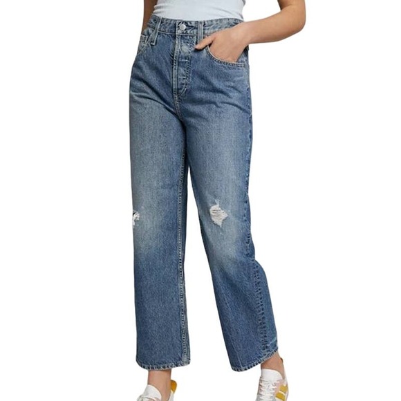 AG Adriano Goldschmied Knoxx High Rise Baggy Boyfriend Size 25 NWT Distressed